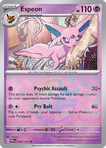 Espeon (033/131) (Master Ball Pattern) [Scarlet & Violet: Prismatic Evolutions]