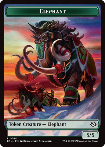 Elephant // Treasure Double-Sided Token [Tarkir: Dragonstorm Tokens]