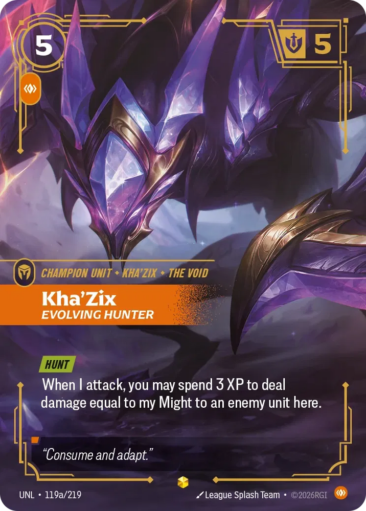 Kha'Zix Evolving Hunter - Unleashed (UNL 119a/219) (Alt Art)