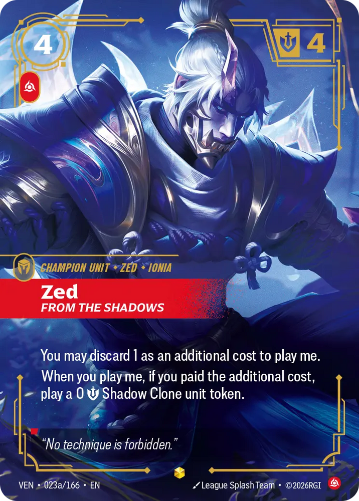 Zed From the Shadows - Vendetta (VEN 023a/166) (Alt Art)