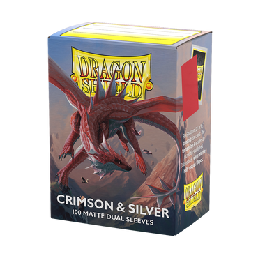 Dragon Shield: Standard 100ct Sleeves - Crimson & Silver (Dual Matte)