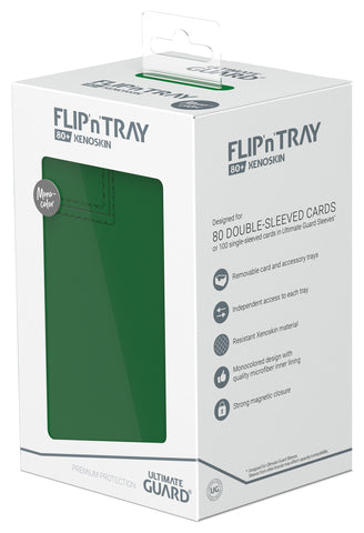 Ultimate Guard Twin Flip N Tray Deck Case Monocolor Green 80+